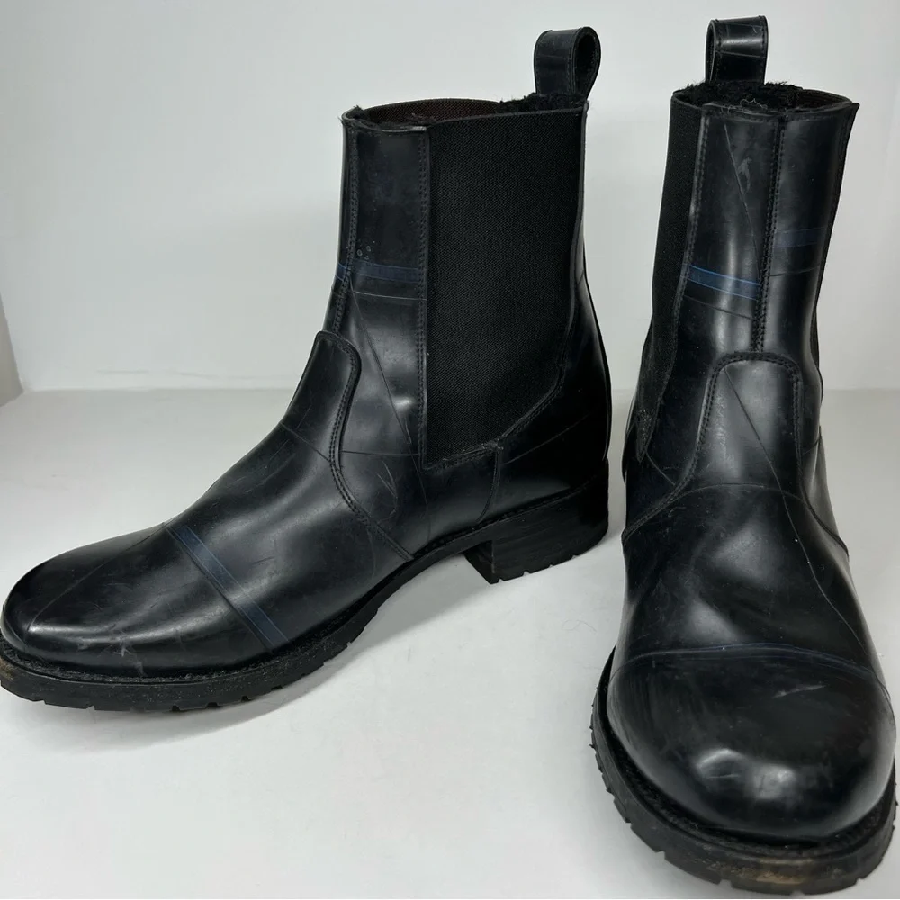 SYLVEN NEW YORK Raen Faux Fur Lined Chelsea Rain Boot In Black Womens Size 11